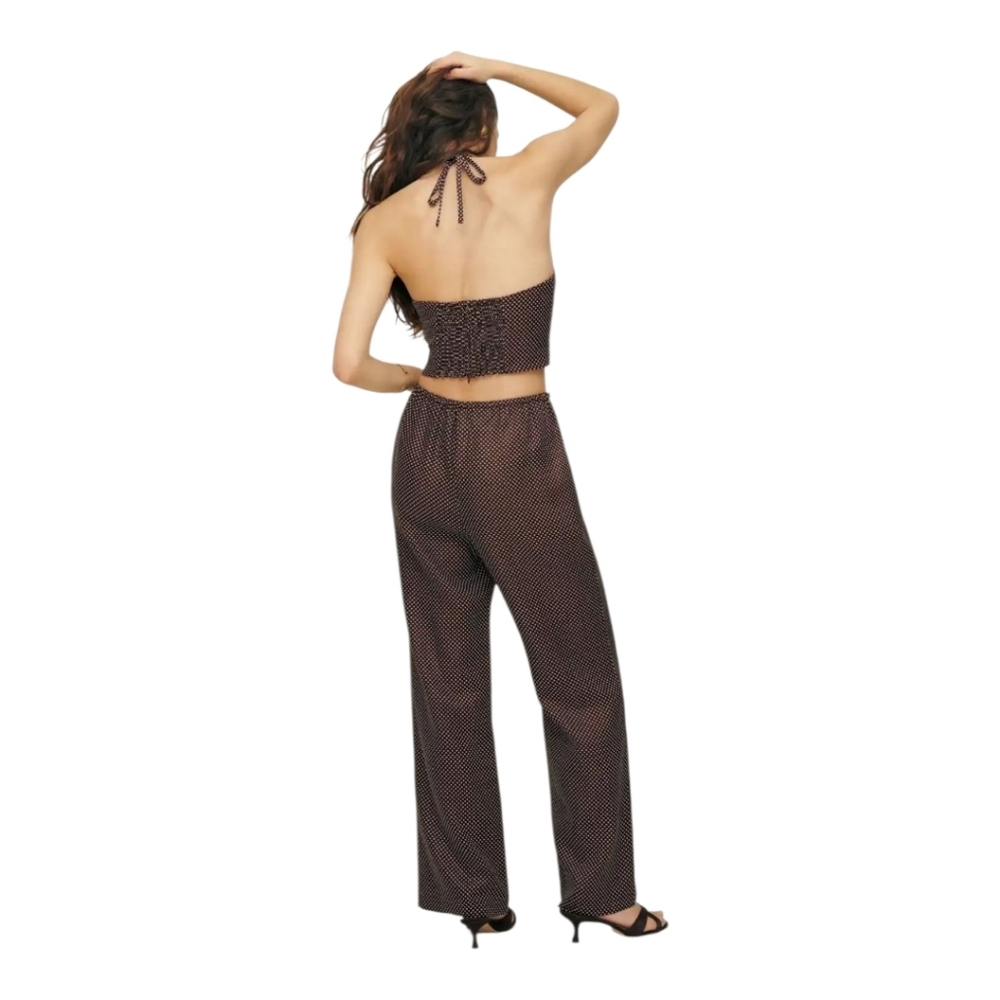Reformation Jaida Linen Brown Pants Polkadot Size M - Picture 5 of 11